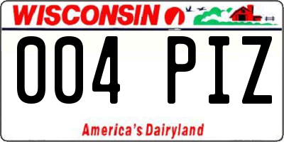 WI license plate 004PIZ
