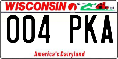 WI license plate 004PKA