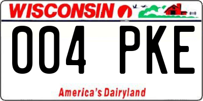 WI license plate 004PKE