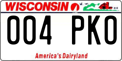 WI license plate 004PKO