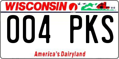 WI license plate 004PKS