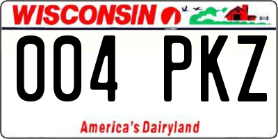 WI license plate 004PKZ