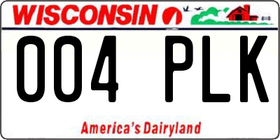 WI license plate 004PLK