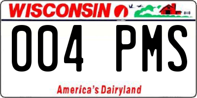 WI license plate 004PMS