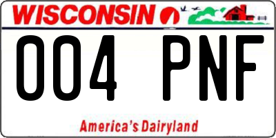 WI license plate 004PNF