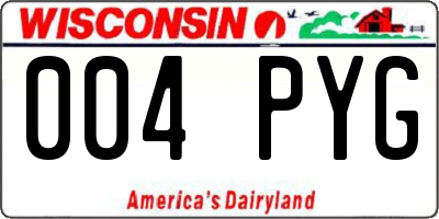WI license plate 004PYG