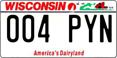 WI license plate 004PYN