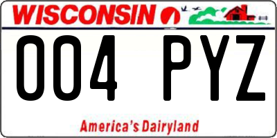 WI license plate 004PYZ