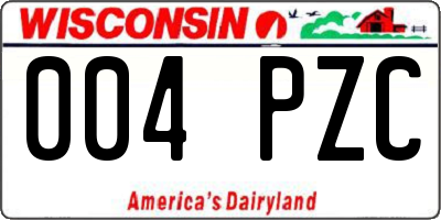 WI license plate 004PZC