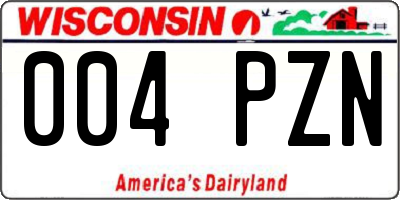 WI license plate 004PZN