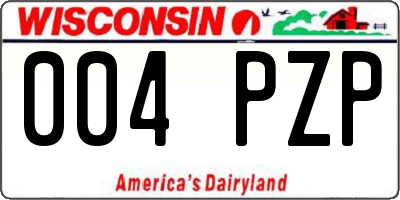 WI license plate 004PZP