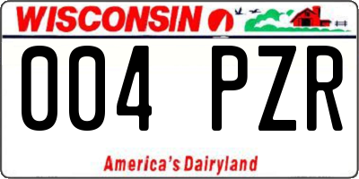 WI license plate 004PZR