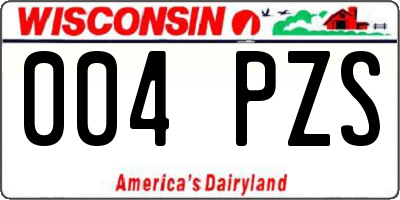 WI license plate 004PZS