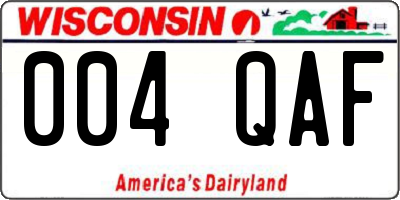 WI license plate 004QAF