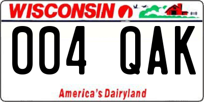 WI license plate 004QAK