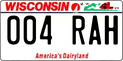 WI license plate 004RAH
