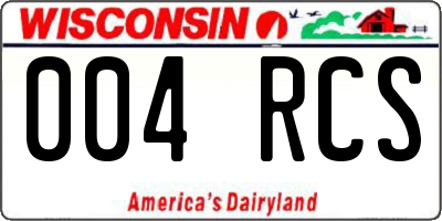 WI license plate 004RCS