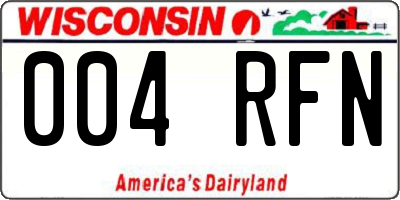 WI license plate 004RFN
