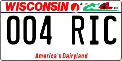 WI license plate 004RIC