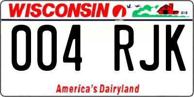 WI license plate 004RJK