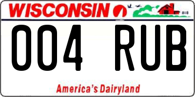 WI license plate 004RUB