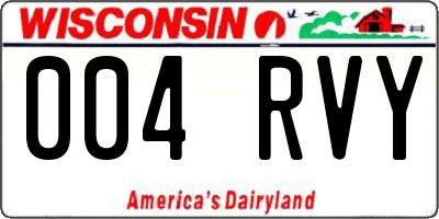 WI license plate 004RVY