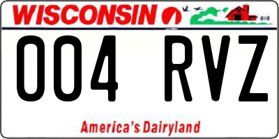 WI license plate 004RVZ