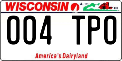 WI license plate 004TPO