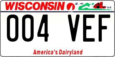 WI license plate 004VEF