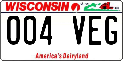 WI license plate 004VEG