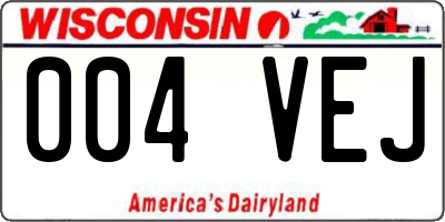 WI license plate 004VEJ