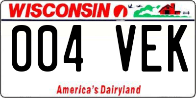 WI license plate 004VEK