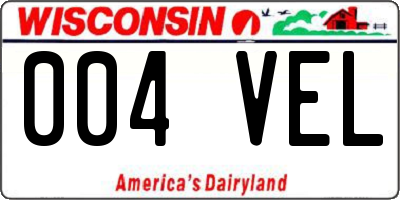 WI license plate 004VEL