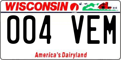 WI license plate 004VEM