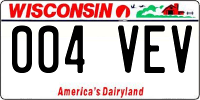 WI license plate 004VEV
