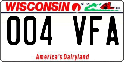 WI license plate 004VFA