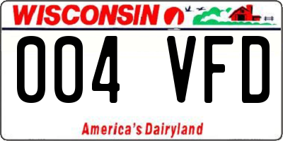 WI license plate 004VFD