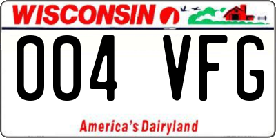 WI license plate 004VFG