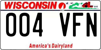 WI license plate 004VFN