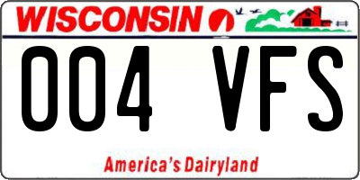 WI license plate 004VFS