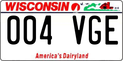 WI license plate 004VGE