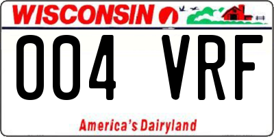 WI license plate 004VRF