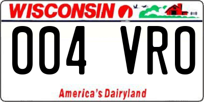 WI license plate 004VRO
