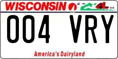 WI license plate 004VRY