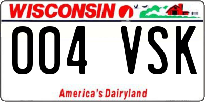 WI license plate 004VSK