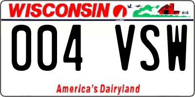 WI license plate 004VSW