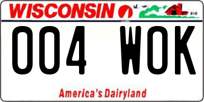 WI license plate 004WOK