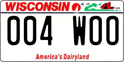 WI license plate 004WOO