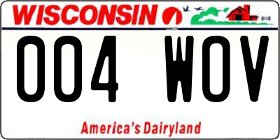 WI license plate 004WOV