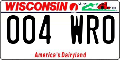 WI license plate 004WRO